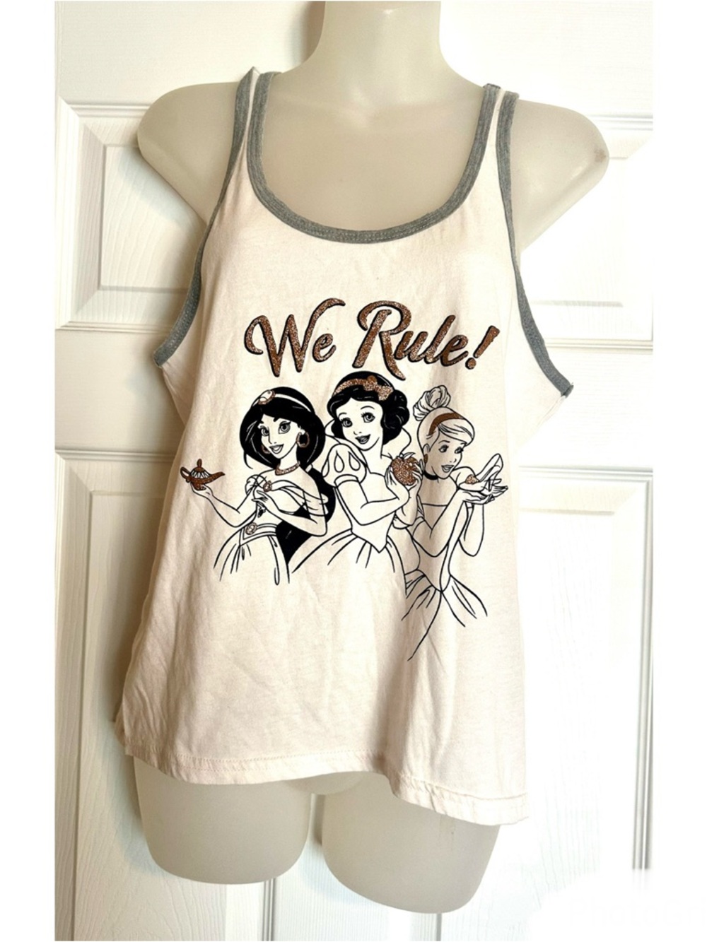 Disney Princess “We Rule” Cream Tank Top with Gray Trim